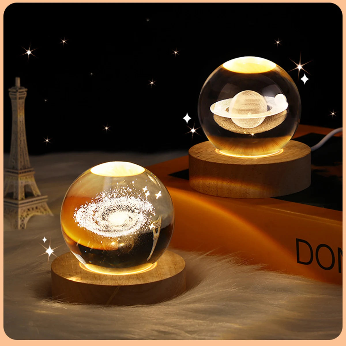 578-Lampe de Nuit LED Galaxy Crystal Ball – Éclairez Votre Univers !