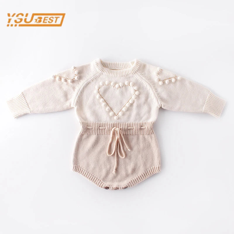 107Q-Jumpsuit en Tricot pour Bébé Fille - Cœur Aimant