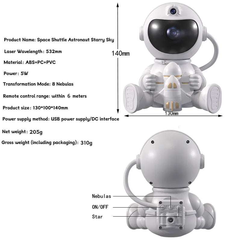 579-Projecteur LED Astronaute – Transformez la Chambre de Vos Enfants en un Ciel Étoilé !