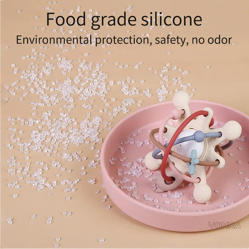 358-Hochet et Anneau de Dentition Sensoriel – Jouet Montessori en Silicone
