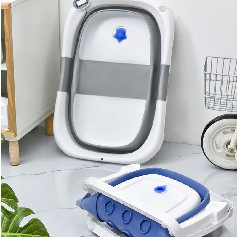 484B-Baignoire Pliante en Silicone pour Bébé – Système de Détection de Température en Temps Réel