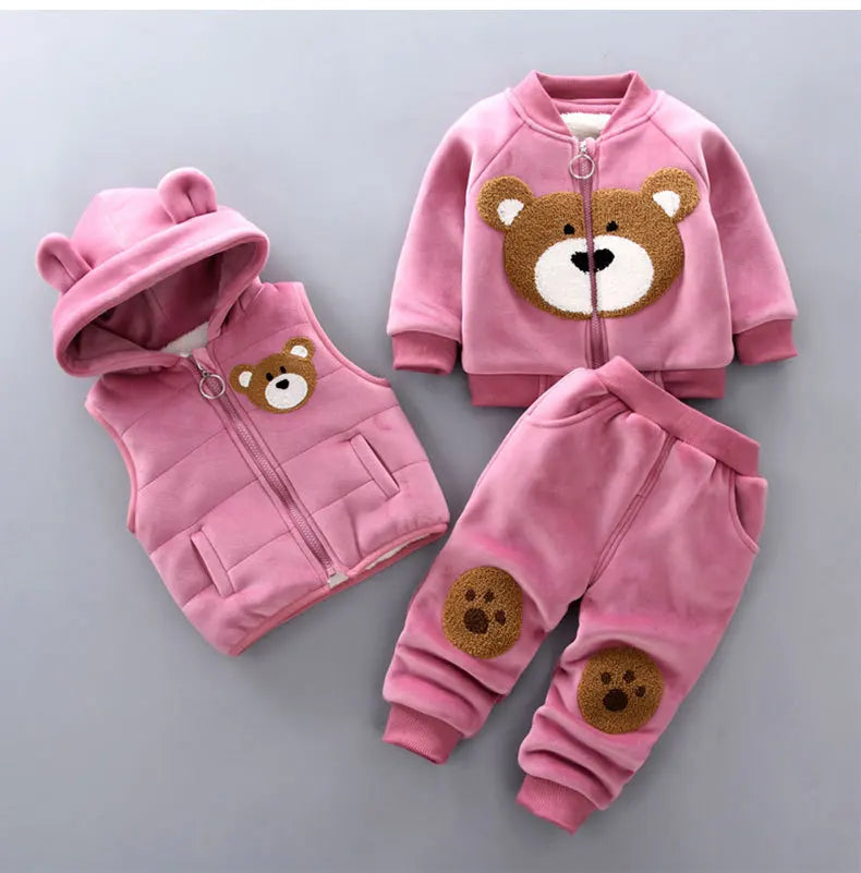 130-Ensemble d'Hiver pour Bébé - Vêtements à Capuche Cartoon