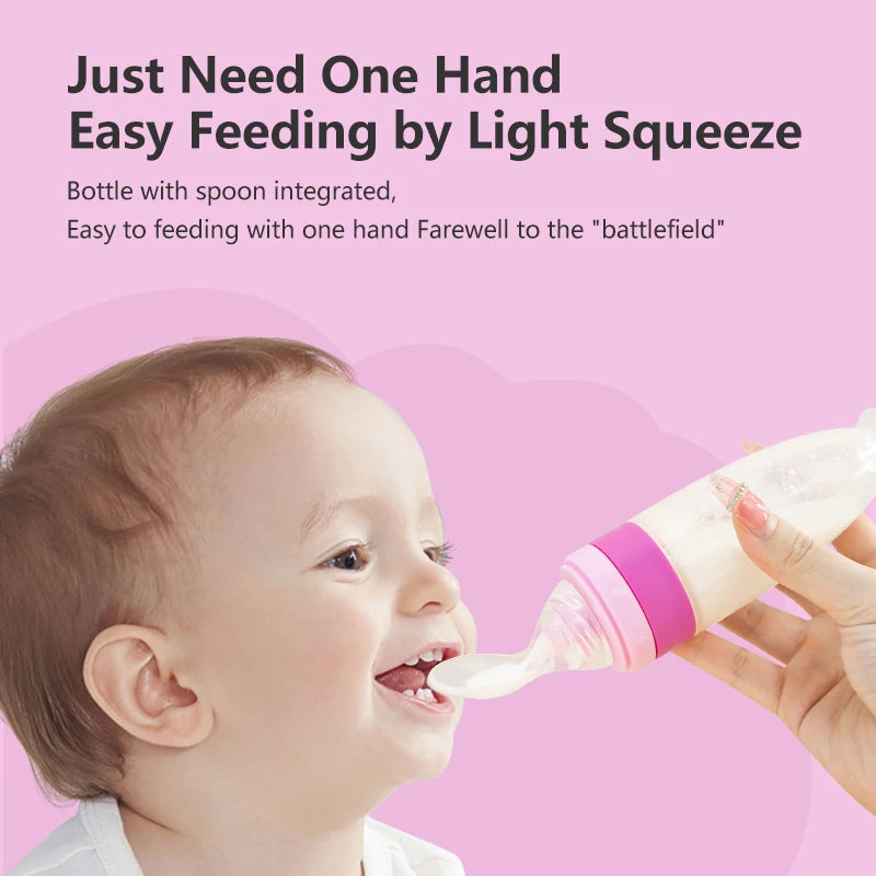 336-Biberon Cuillère en Silicone pour Bébé - Facilité d'Alimentation avec Squeeze Bottle