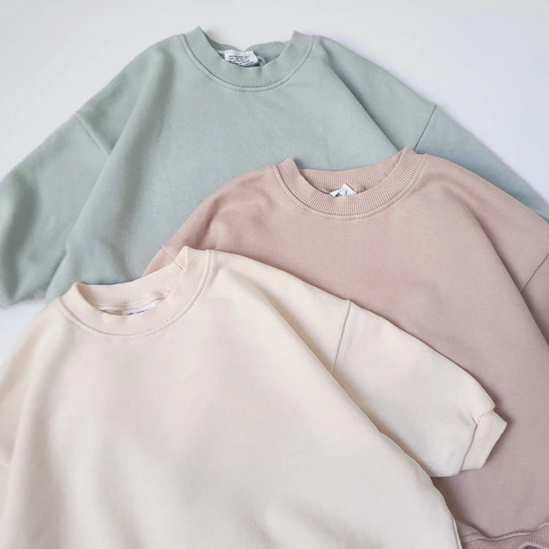 070C-Combinaison Oversize Bébé – Sweatshirt Romper en Coton pour Nouveau-né et Enfant