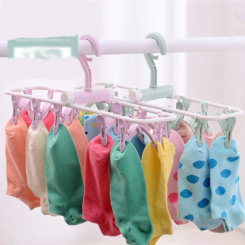 830- Clip à Chaussettes Multifonctionnel - 12 Clips pour Séchage de Chaussettes et Vêtements