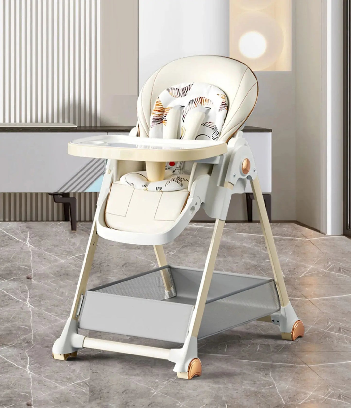 854-Chaise Haute Pliable pour Bébé – Confort et Praticité