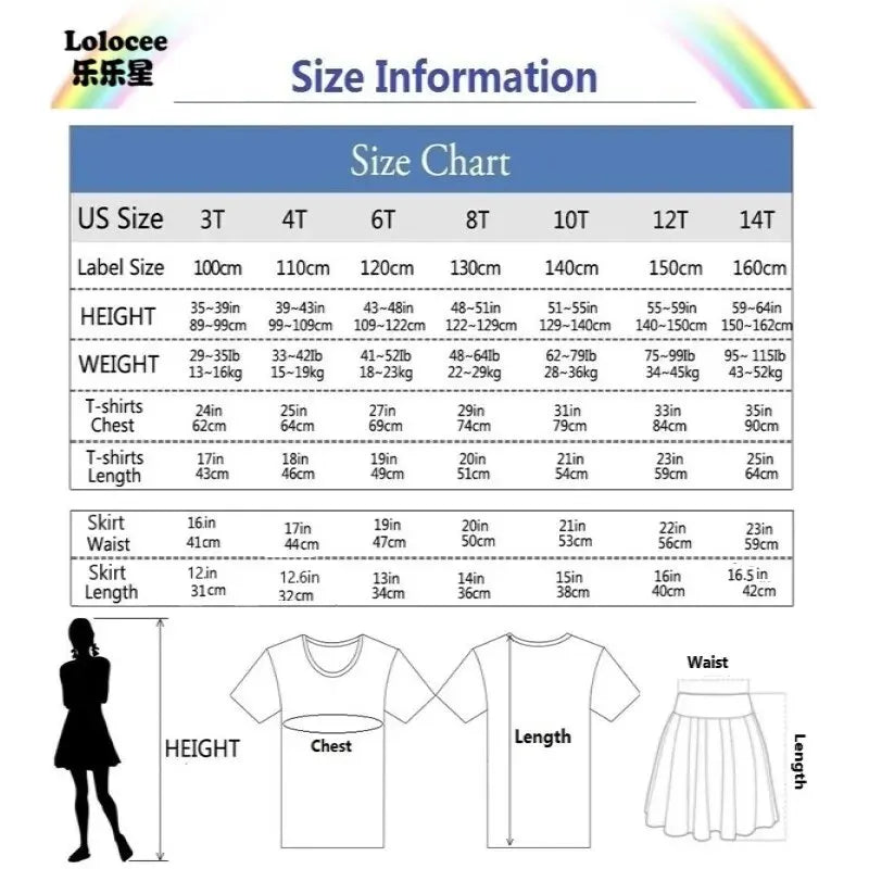 133A- Tenue d'Été Fille - T-shirt Chat Cartoon et Jupe Tutu (7-13 ans)