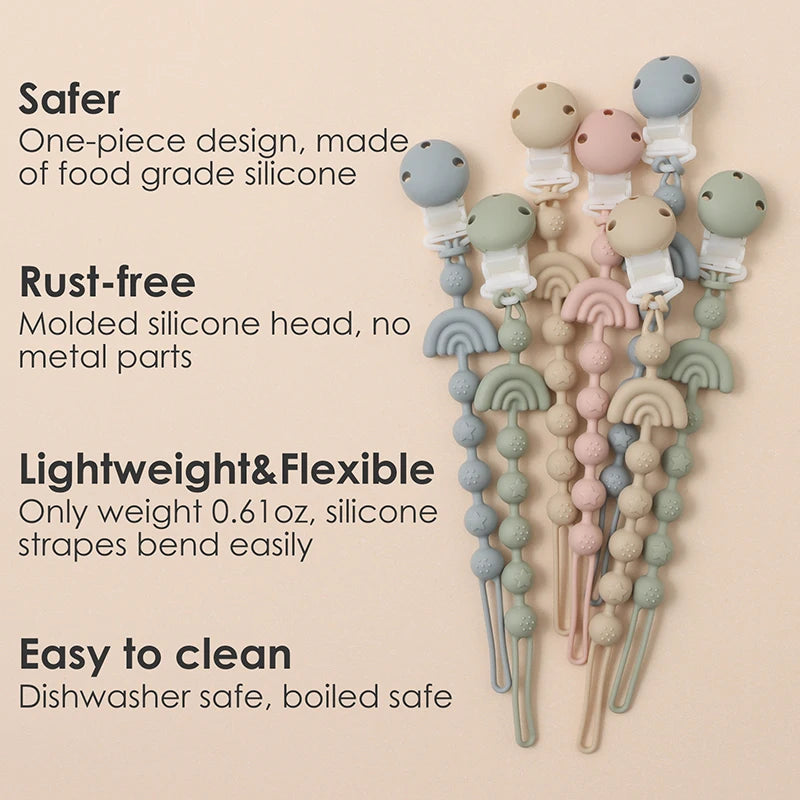 349-Clip de Chaine de Sucette en Silicone pour Bébé – Pratique et Adorable !