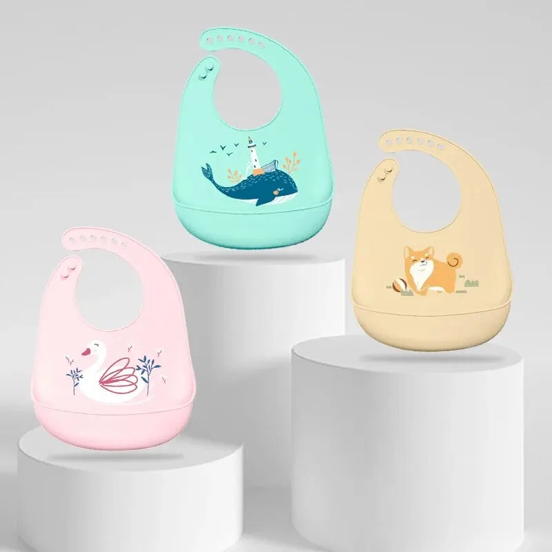 370-Bavoirs Bébé Ajustables – Styles Variés avec Motifs Animaliers et Imperméables