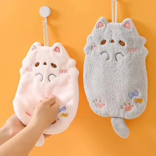 476-Serviette Suspendue en Velours Coral – Adorable et Pratique !