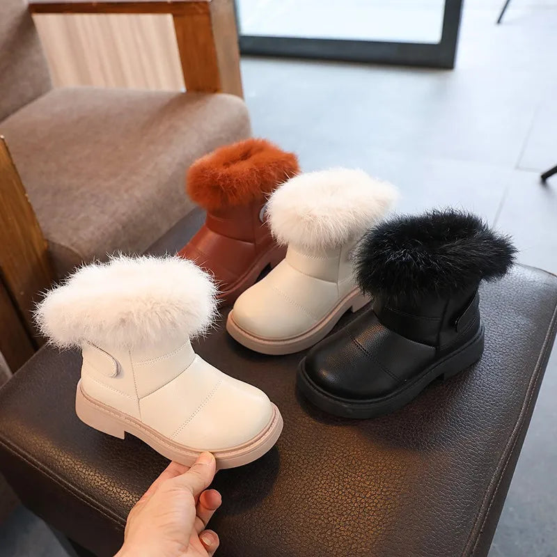 132C-Bottines Casual en Polyester pour Enfants – Élégance et Confort d'Hiver