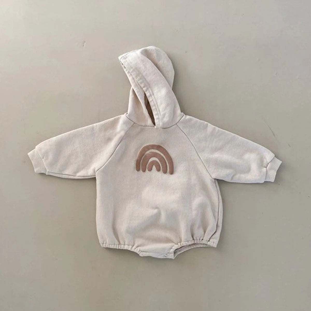 052-Combinaison Sportive Oversize Bébé - Sweat à Capuche Beige Unisexe