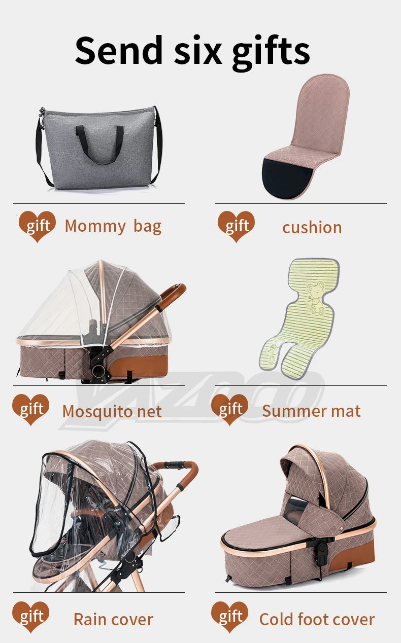 803-Poussette Luxe YAZOCO V9 3-en-1 - Élégance et Confort pour Bébé