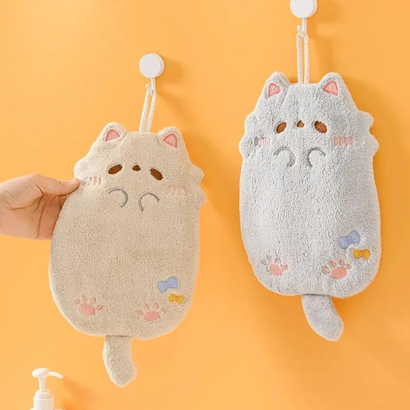 476-Serviette Suspendue en Velours Coral – Adorable et Pratique !
