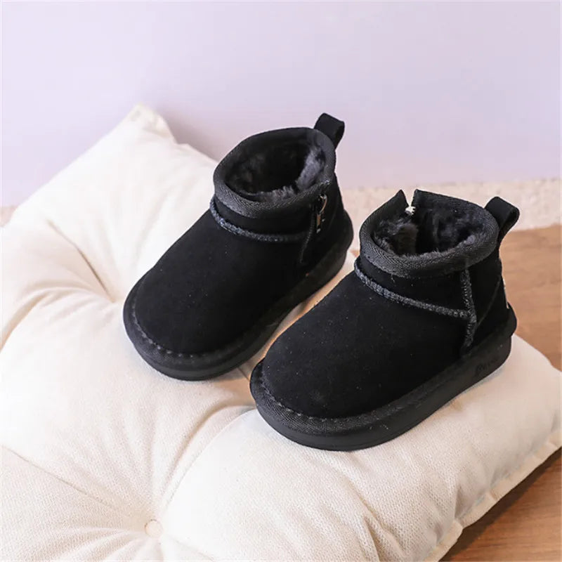 129D-Bottes d'Hiver en Cuir pour Bébés - Confort et Style pour les Petits Explorateurs