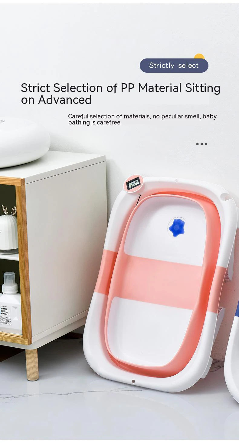 484B-Baignoire Pliante en Silicone pour Bébé – Système de Détection de Température en Temps Réel