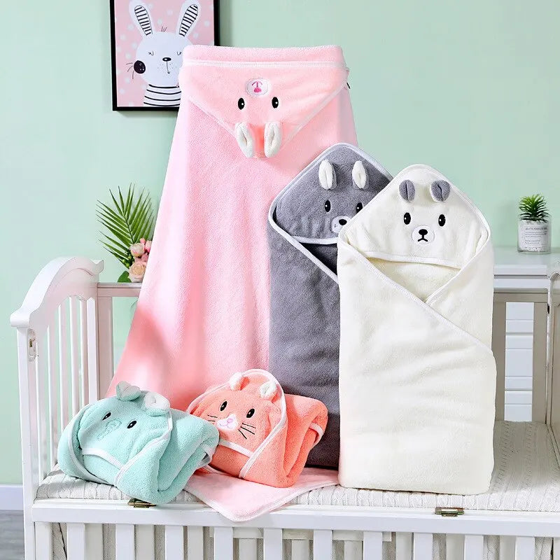 467-Serviette de Bain en Coral Fleece pour Bébé – Douceur et Confort au Bain !