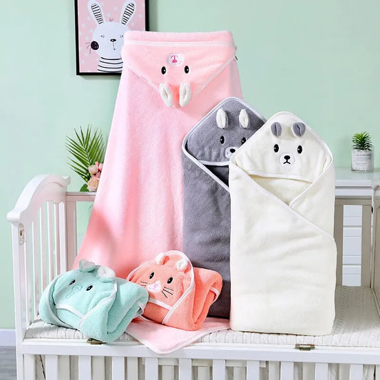 467-Serviette de Bain en Coral Fleece pour Bébé – Douceur et Confort au Bain !