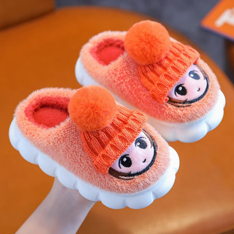 256-Chaussons en Coton Antidérapants pour Filles - Hiver Douillet et Amusant