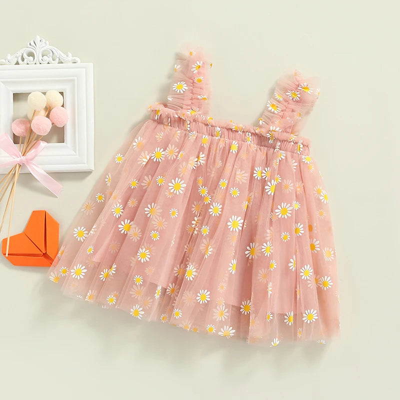 113A-Robe d'Été à Tulle pour Filles (7 mois à 6 ans)