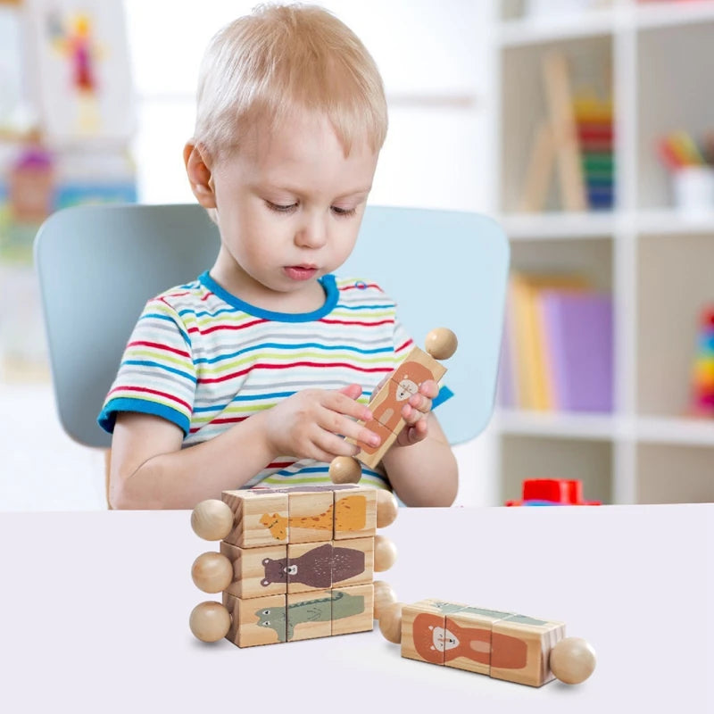 362-Hochet Musical Montessori en Bois - Jouet Éducatif pour Bébé et Enfants