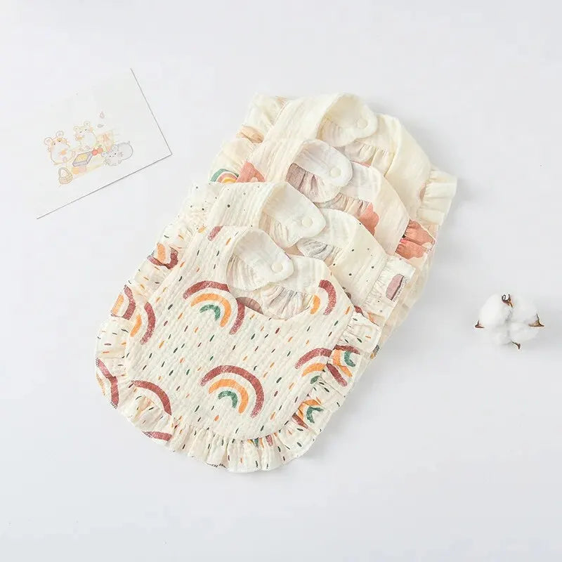 380-Lot de 2 Bavoirs à Bavette pour Bébé – Style Floral avec Volants en Coton Doux