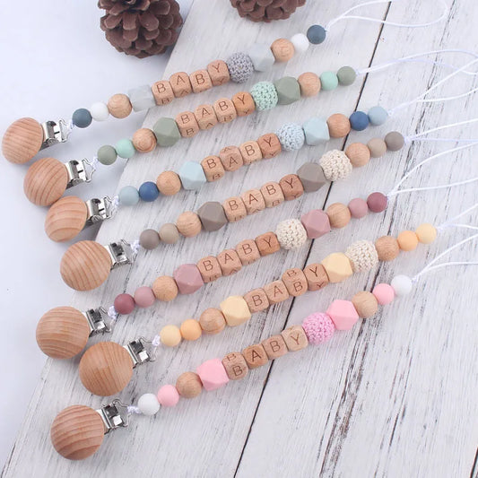 352-Attache-sucette Personnalisée avec Perles en Silicone – Un Accessoire Indispensable pour Bébé