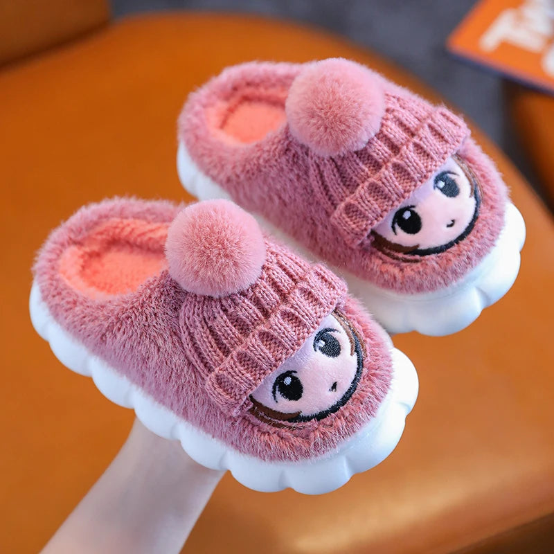 256-Chaussons en Coton Antidérapants pour Filles - Hiver Douillet et Amusant
