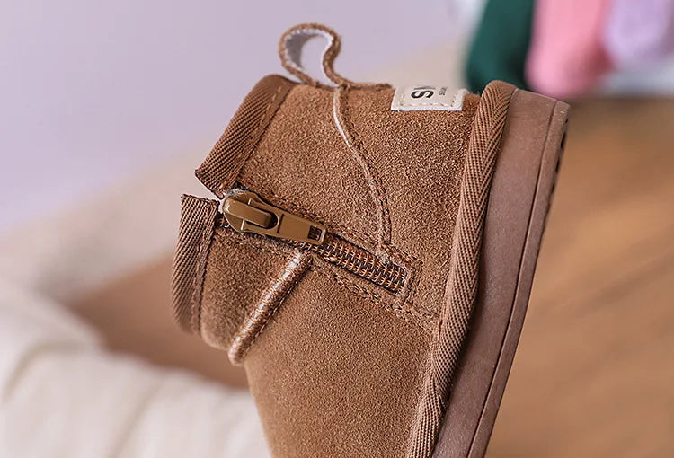 129D-Bottes d'Hiver en Cuir pour Bébés - Confort et Style pour les Petits Explorateurs