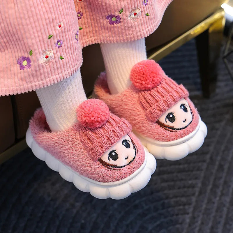 256-Chaussons en Coton Antidérapants pour Filles - Hiver Douillet et Amusant