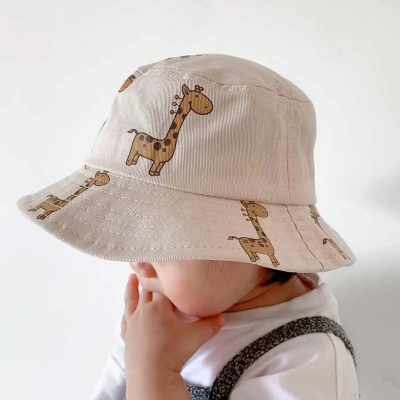 889C-Chapeau en Coton pour Bébé avec Motif Giraffe