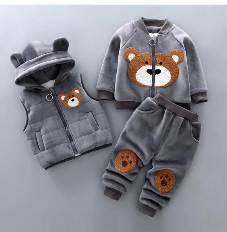 130-Ensemble d'Hiver pour Bébé - Vêtements à Capuche Cartoon