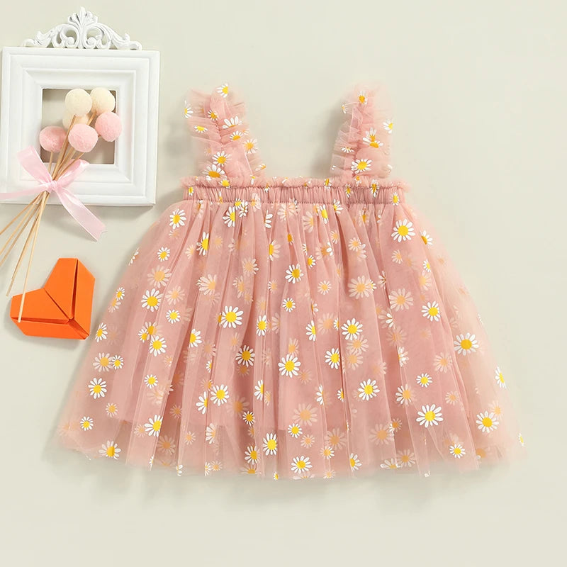 113A-Robe d'Été à Tulle pour Filles (7 mois à 6 ans)