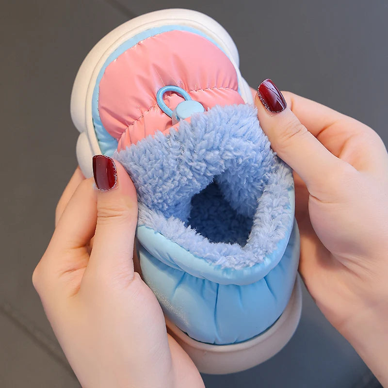 260-Pantoufles d'Hiver Imperméables en Coton pour Enfants - Confort et Fun !