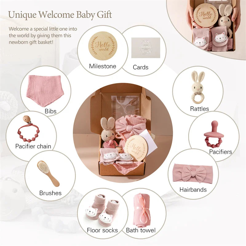 1003-Ensemble de Serviettes Bébé et Accessoires de Photographie - Cadeaux Souvenirs pour les Nouveaux-Nés
