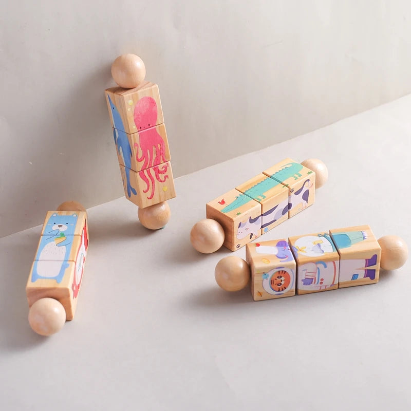 362-Hochet Musical Montessori en Bois - Jouet Éducatif pour Bébé et Enfants