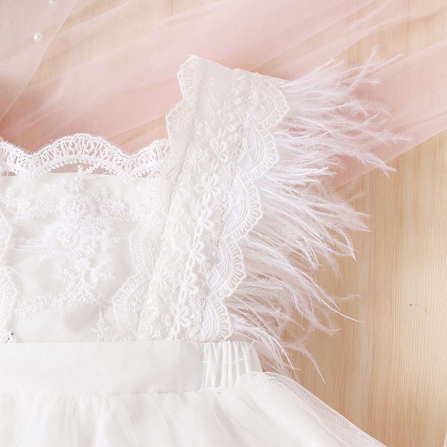 107T-Robe Princesse en Plumes pour Fille