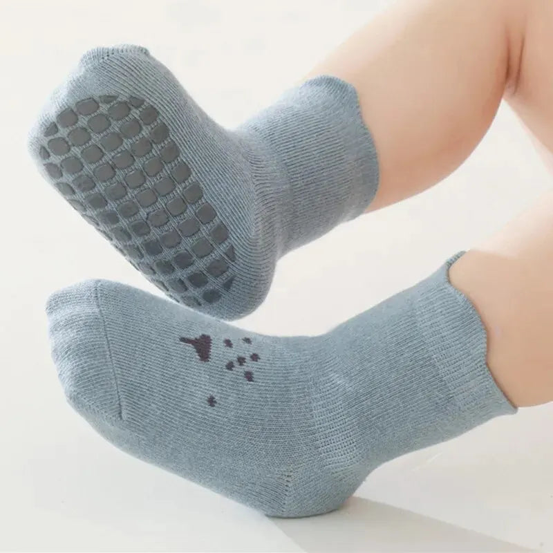 058H-Lot de 3 Paires de Chaussettes Bébé Antidérapantes – Motifs Cartoon