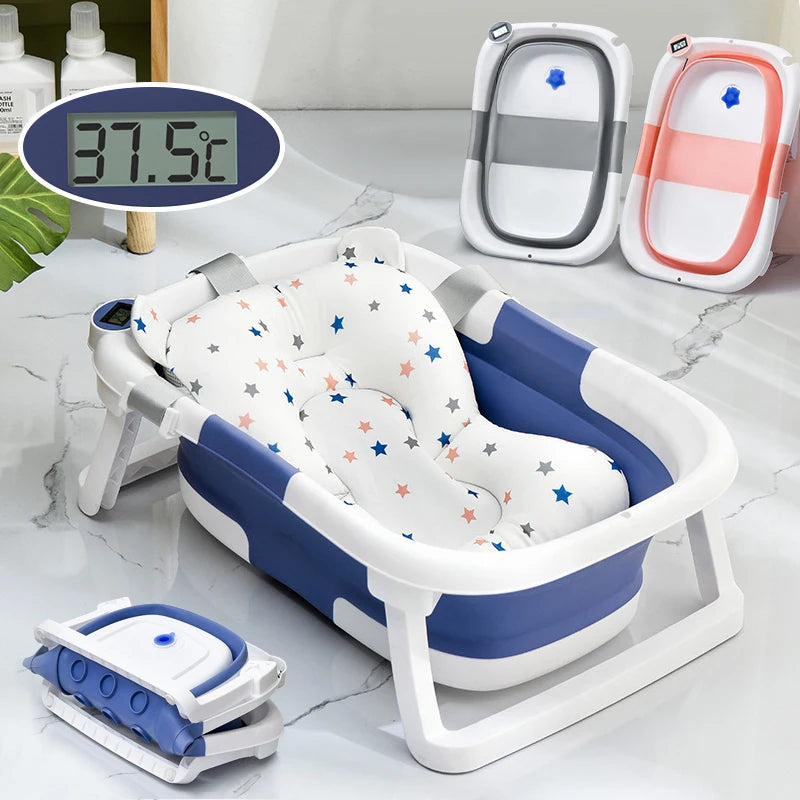 484B-Baignoire Pliante en Silicone pour Bébé – Système de Détection de Température en Temps Réel