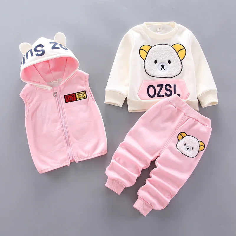 130-Ensemble d'Hiver pour Bébé - Vêtements à Capuche Cartoon