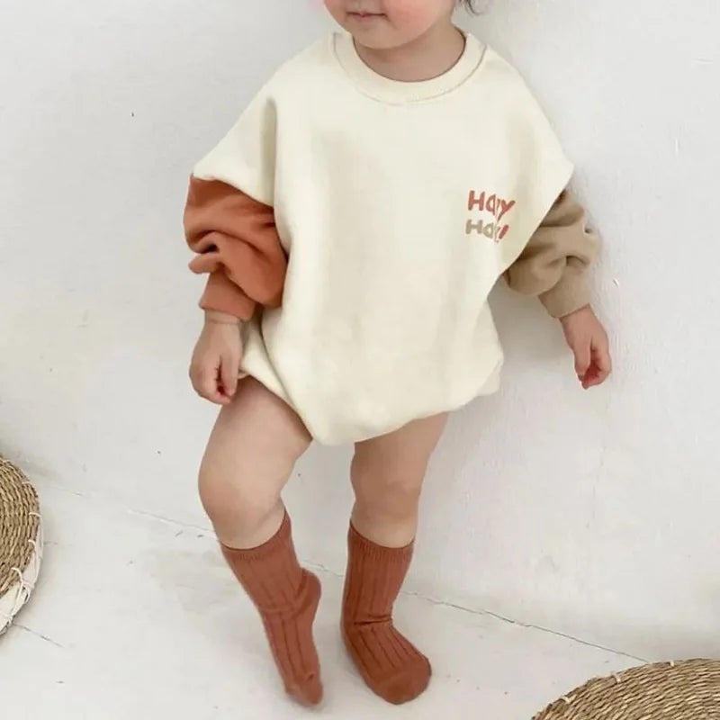 067-Bodysuit à Manches Longues avec Imprimé Lettre pour Bébé - Style et Confort pour les Petits Aventuriers