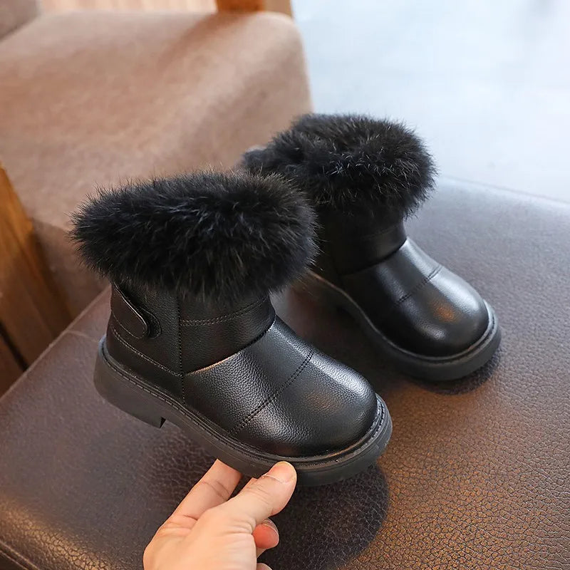 132C-Bottines Casual en Polyester pour Enfants – Élégance et Confort d'Hiver