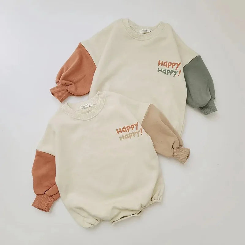 067-Bodysuit à Manches Longues avec Imprimé Lettre pour Bébé - Style et Confort pour les Petits Aventuriers