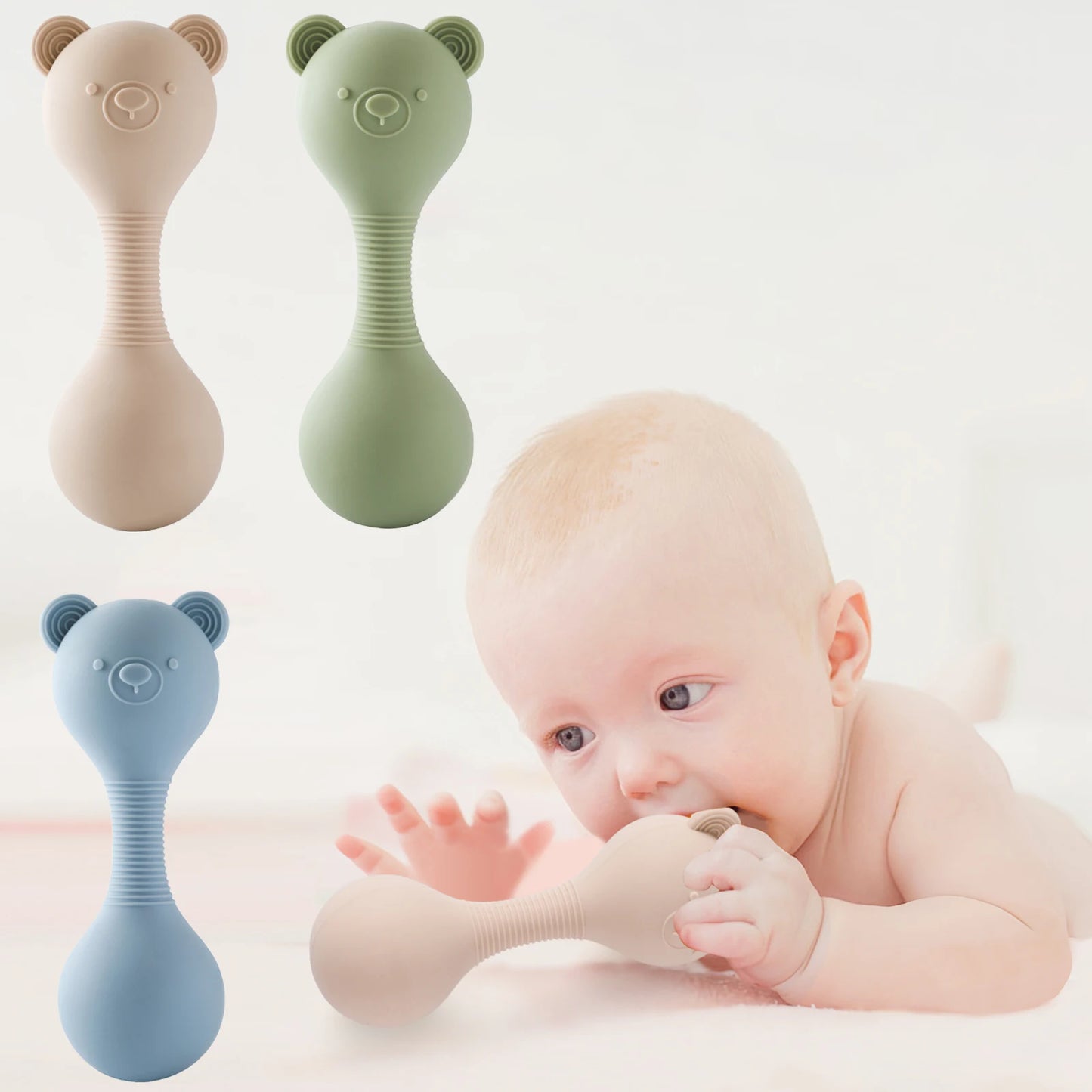 359-Hochets en Silicone pour Bébé – Maracas Ourson