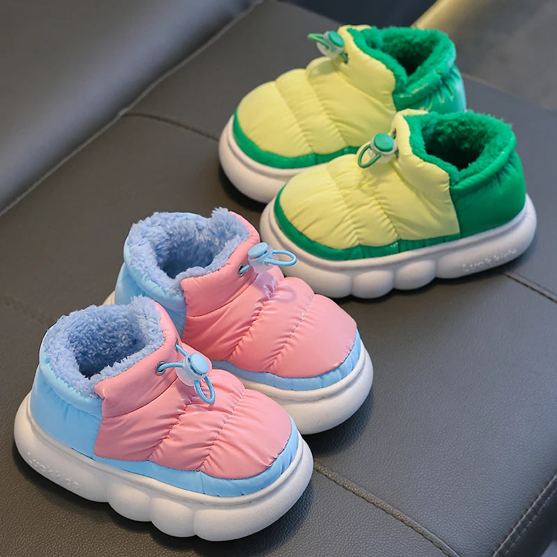 260-Pantoufles d'Hiver Imperméables en Coton pour Enfants - Confort et Fun !