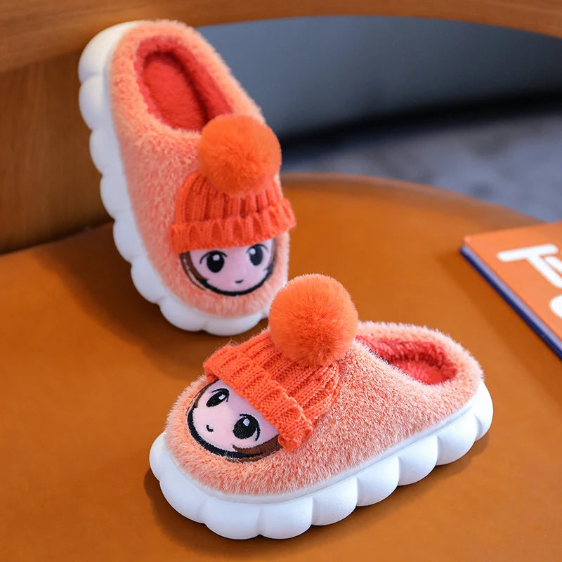 256-Chaussons en Coton Antidérapants pour Filles - Hiver Douillet et Amusant
