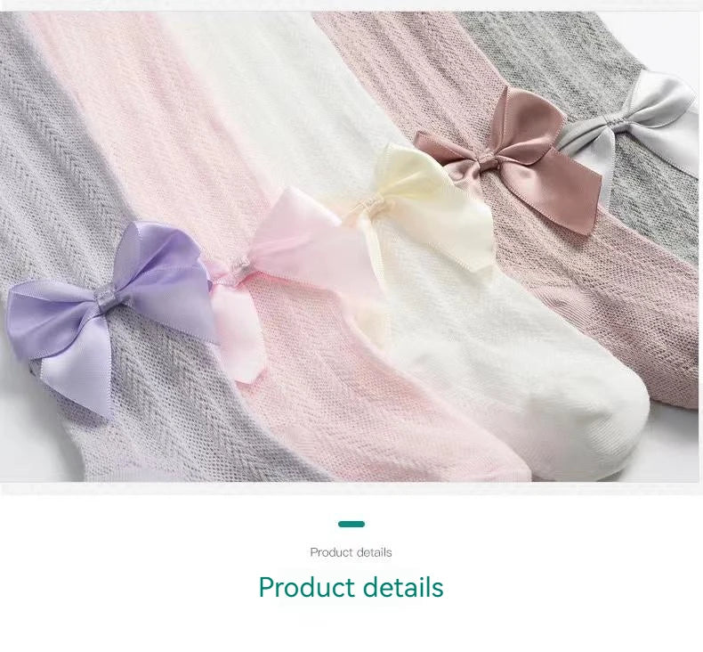 278-Collants Bébé Filles avec Nœud en Dentelle - Élégance et Confort pour Toutes les Saisons