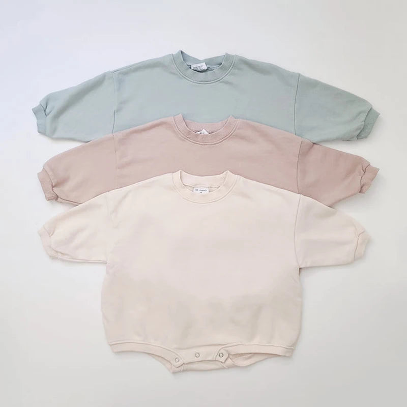 070C-Combinaison Oversize Bébé – Sweatshirt Romper en Coton pour Nouveau-né et Enfant