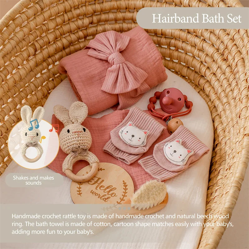 1003-Ensemble de Serviettes Bébé et Accessoires de Photographie - Cadeaux Souvenirs pour les Nouveaux-Nés