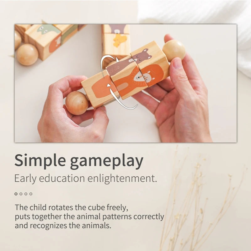 362-Hochet Musical Montessori en Bois - Jouet Éducatif pour Bébé et Enfants
